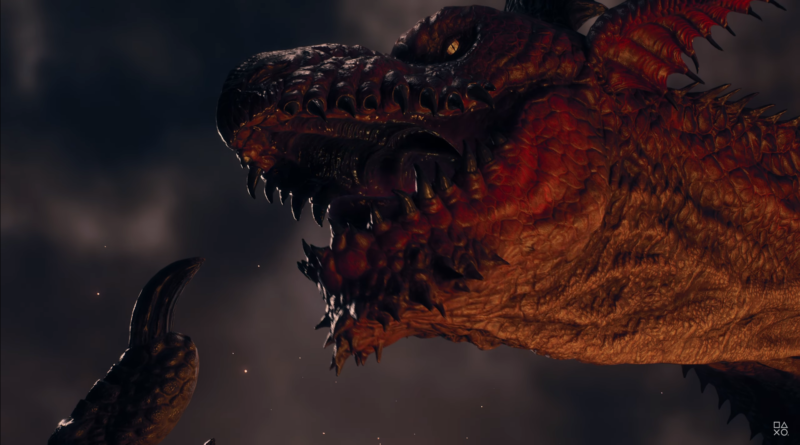 dragão em meio a chamas de Dragons Dogma 2