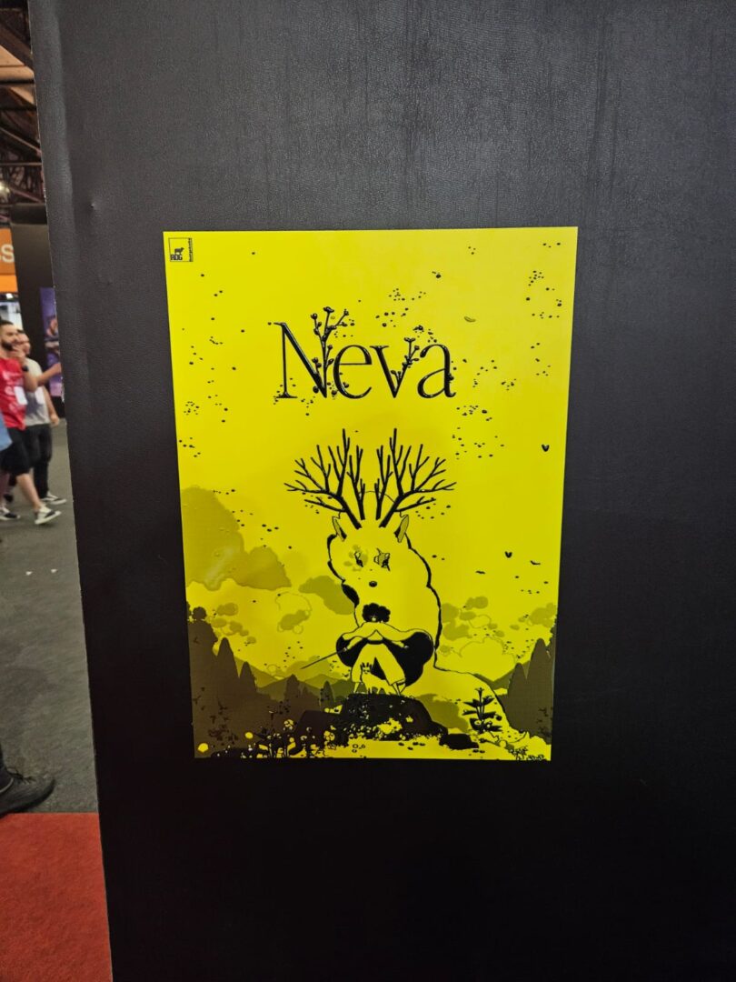 Imagem do cartaz do jogo Neva em alto relevo e alto contraste