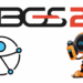 imagem do logo da BGS 25 com as letras BGS em preto e o número 25 em laranjaem um fundo branco ao topo, mais a baixo a direita o robozinho da BGS laranja com a posição acenando e a esquerda o novo logo da ONO que representa acessibilidade